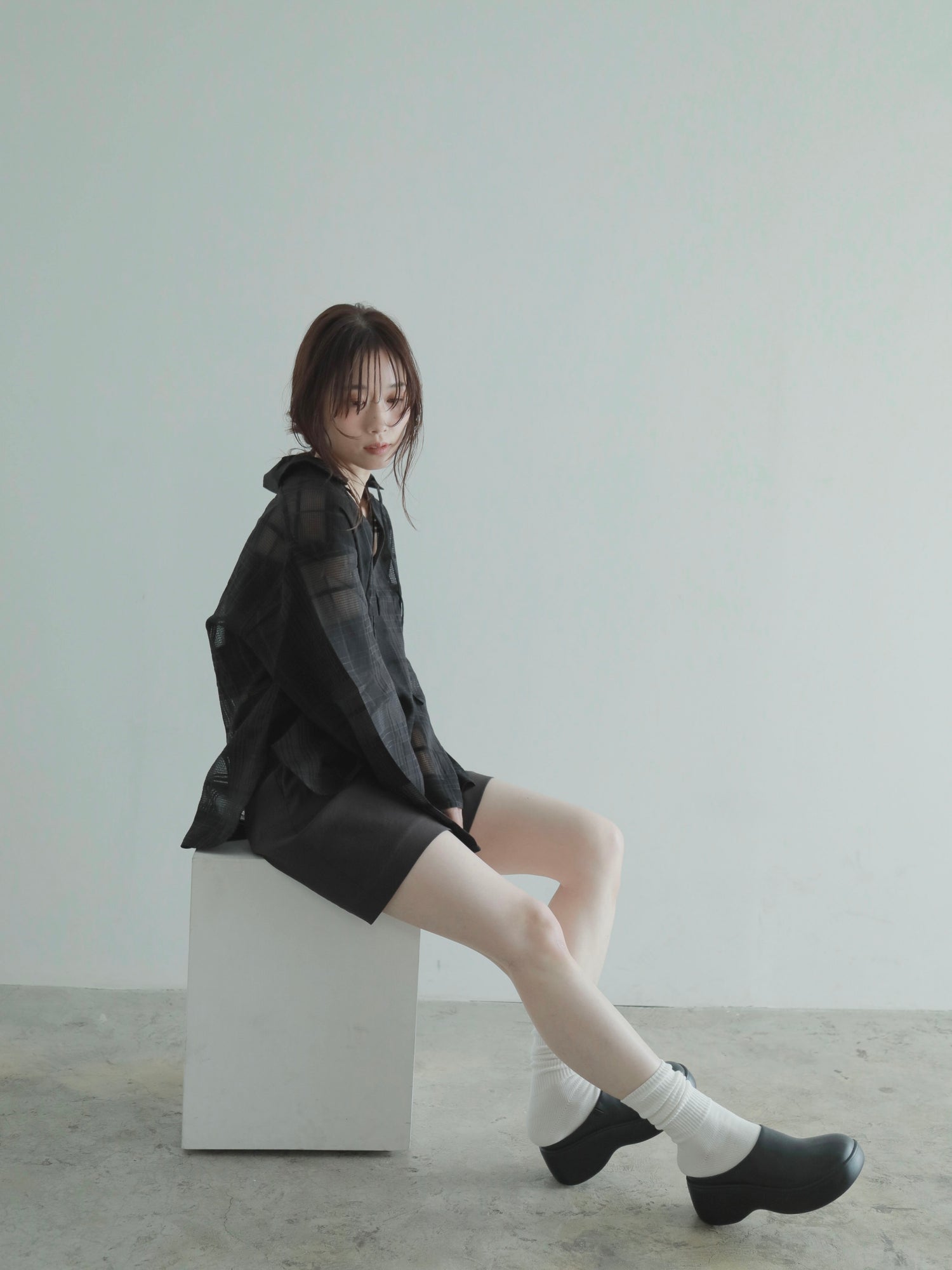 sheer check skipper shirt