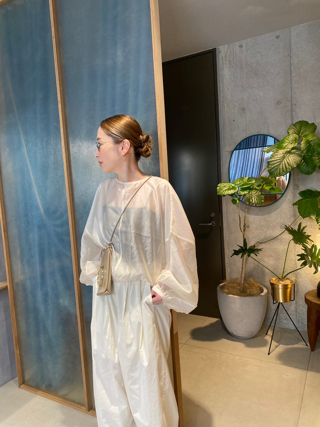 gather wide pants　　