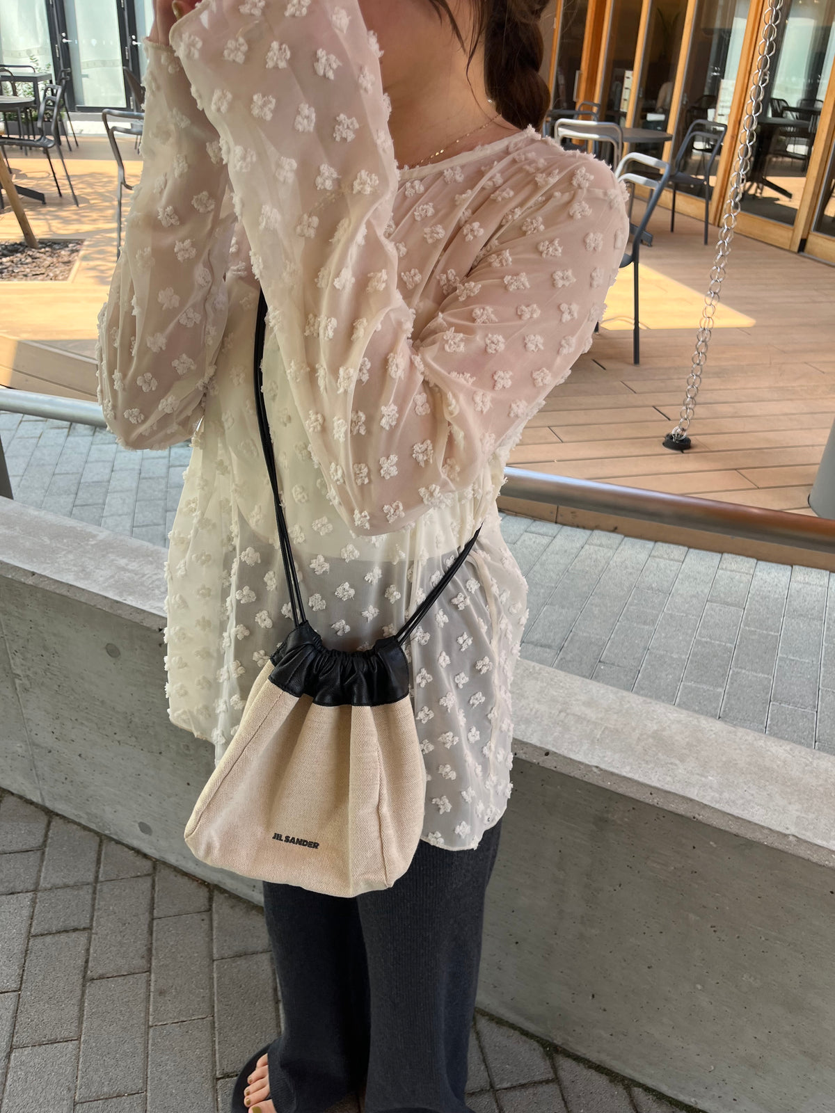 see-through  jaguard blouse　