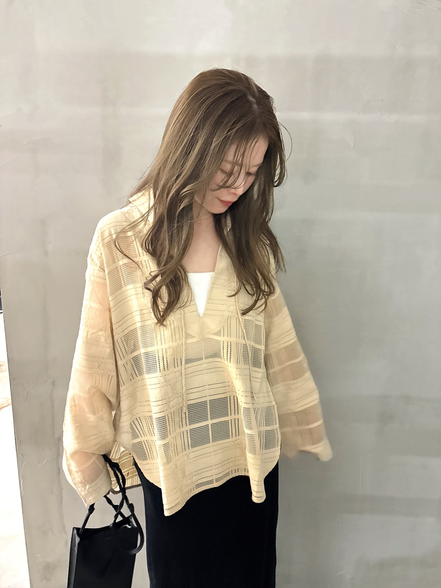 sheer check skipper shirt