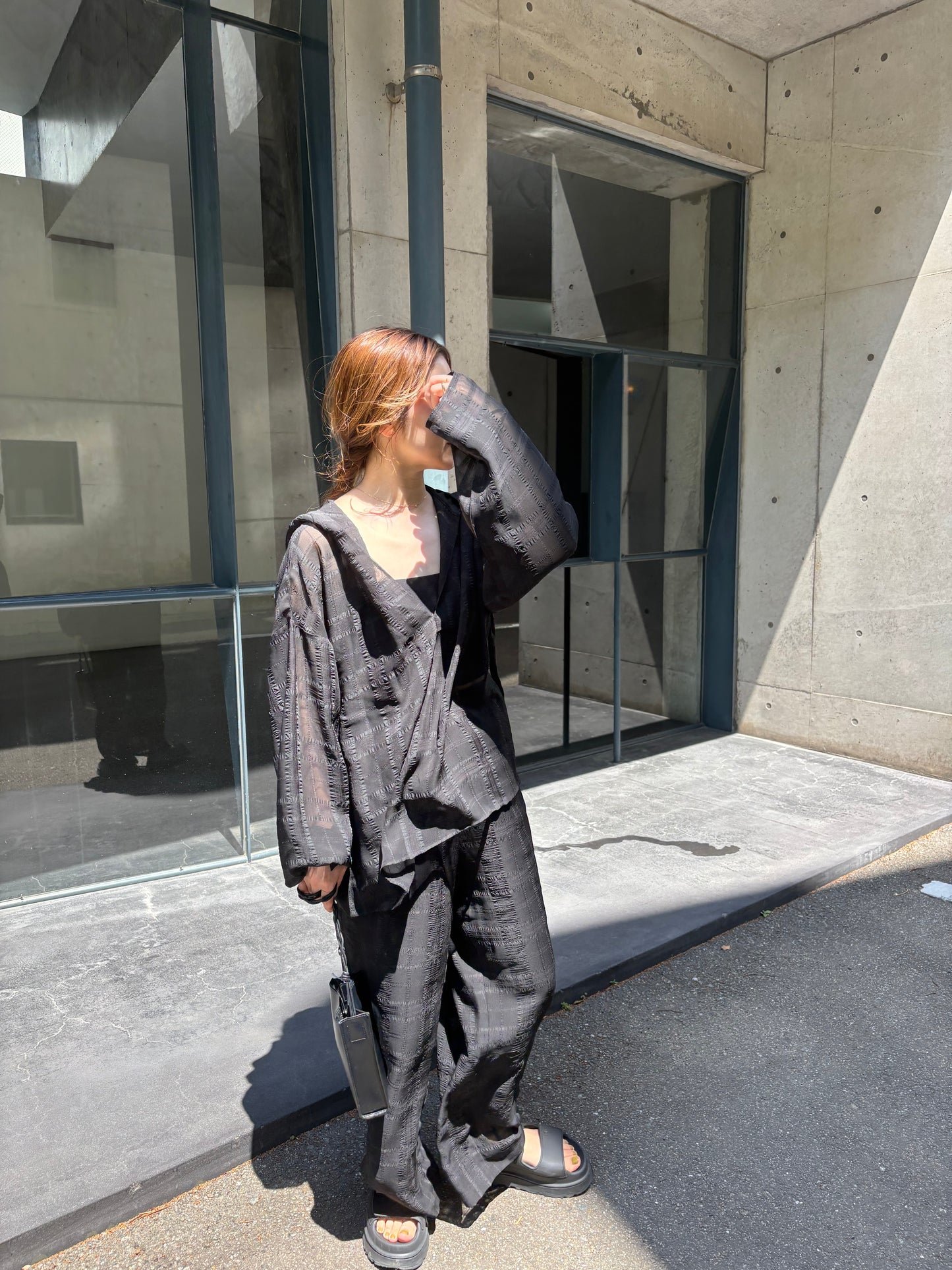 sheer check pants