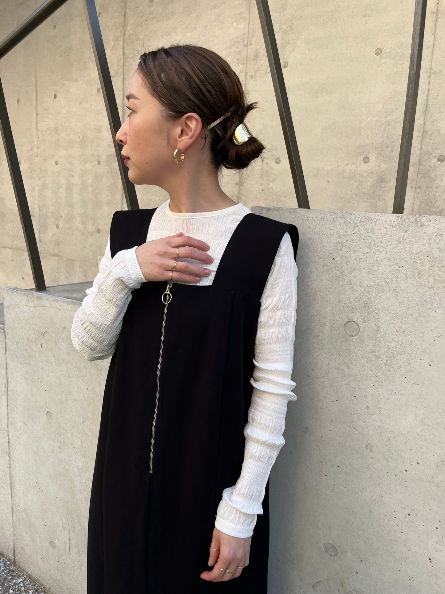 《coming soon》square zip one-piece　