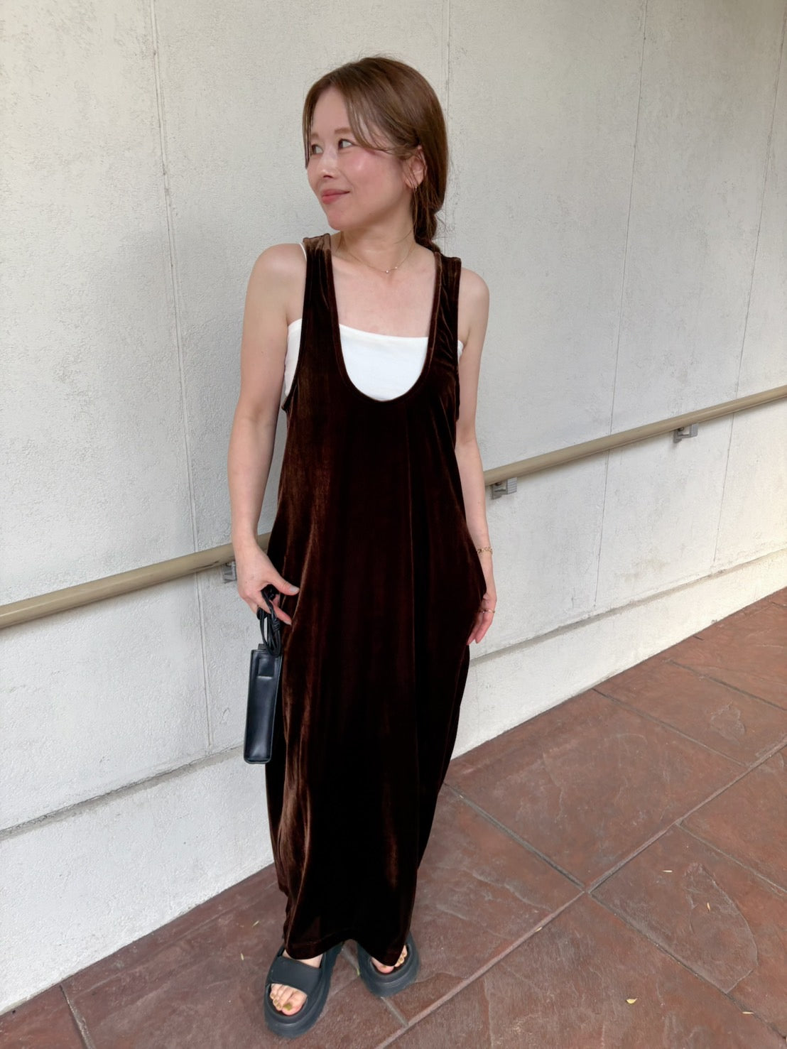 uneck velours one-piece　　