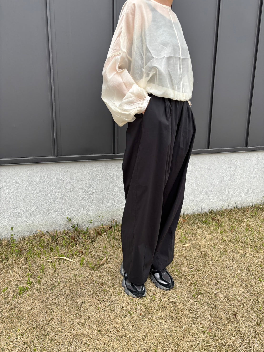 gather wide pants　　