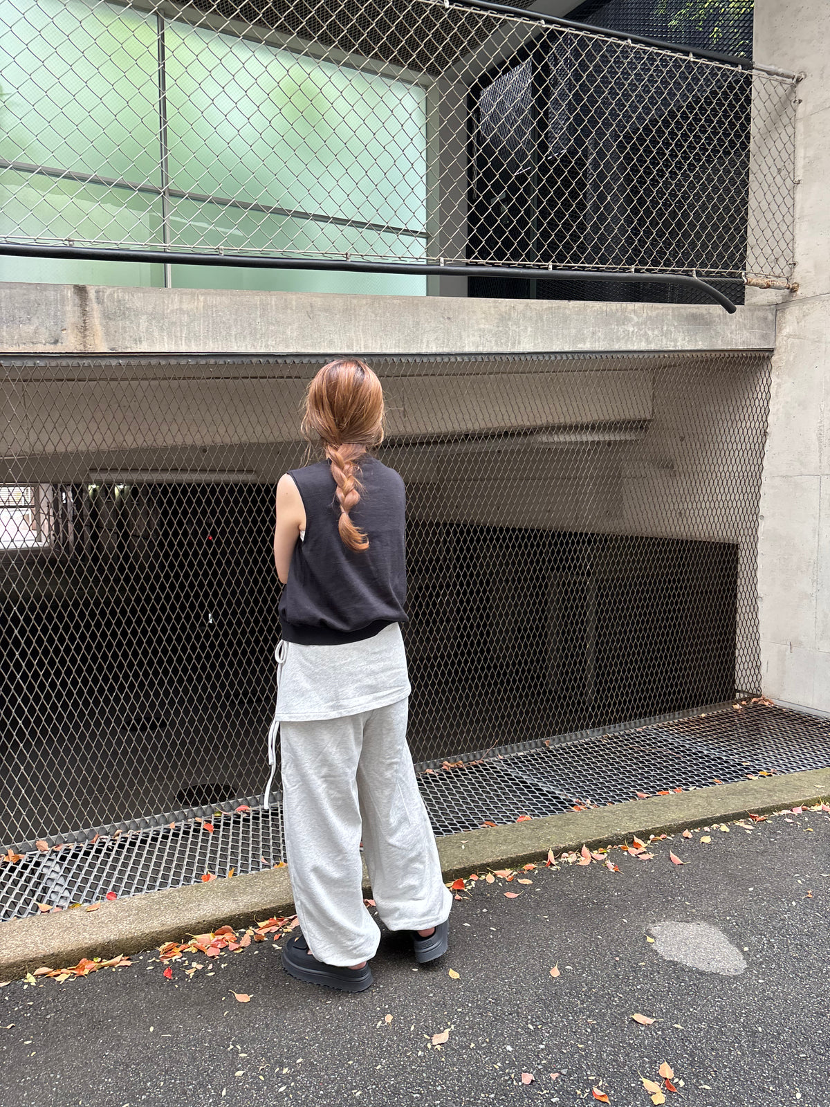 layered sweat pants　　